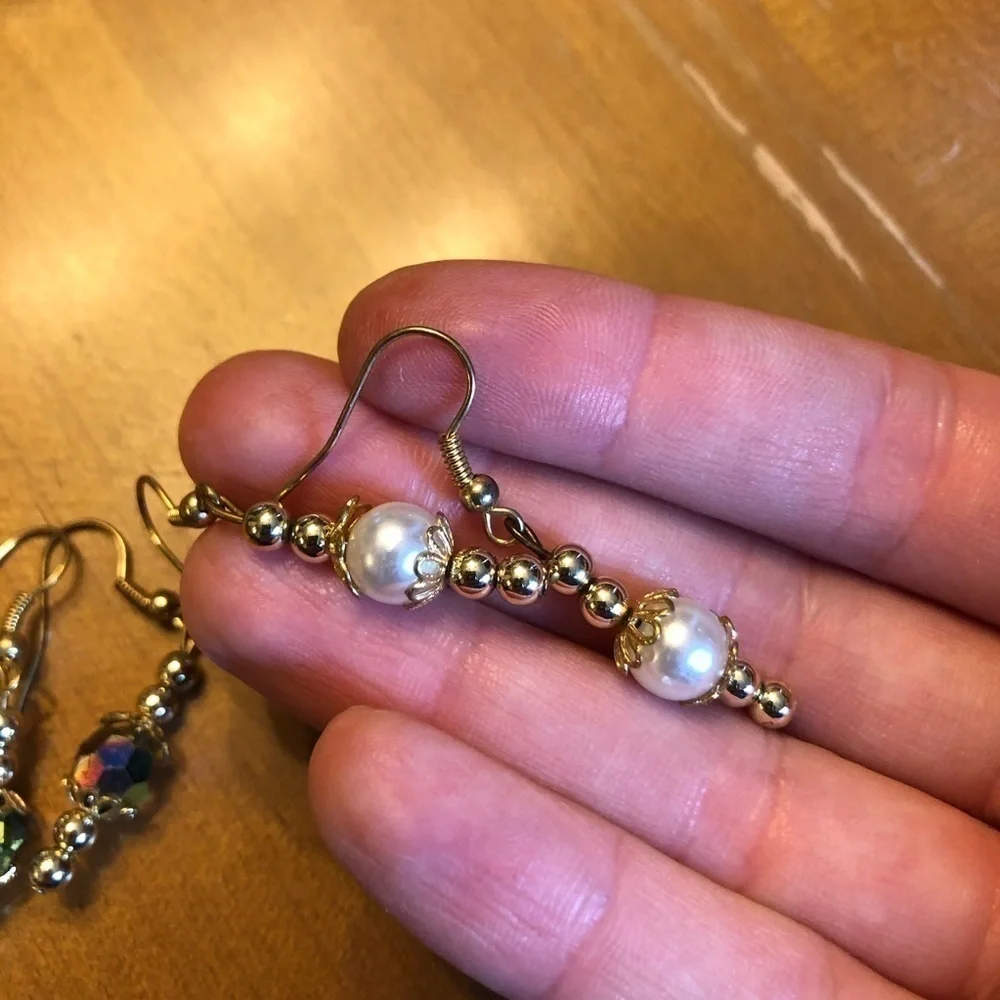 Handmade Earring Bundle Iridescent Faux Pearl